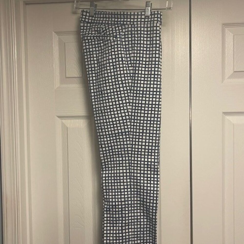 Tori Burch Plaid Navy/White Cropped Pants - Size 28